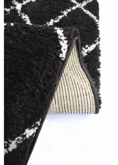 Homemaker Black Snug Shaggy Diamond Rug