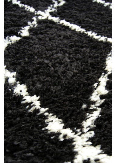 Homemaker Black Snug Shaggy Diamond Rug