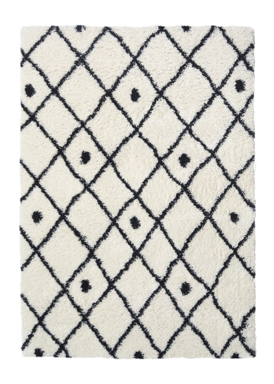 Homemaker White Snug Shaggy Diamond Rug