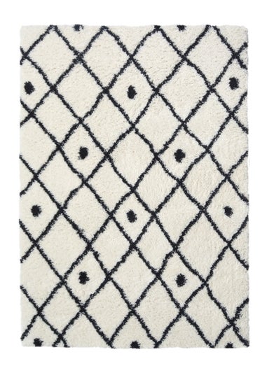 Homemaker White Snug Shaggy Diamond Rug