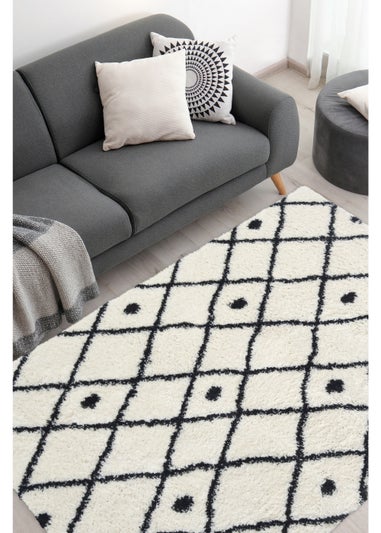 Homemaker White Snug Shaggy Diamond Rug