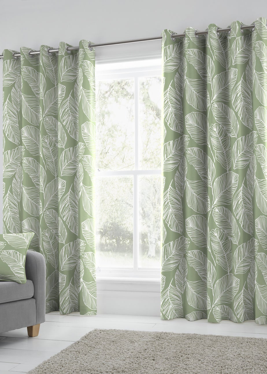 Fusion Matteo Green Eyelet Curtains