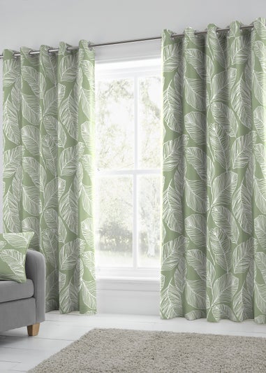 Fusion Matteo Green Eyelet Curtains