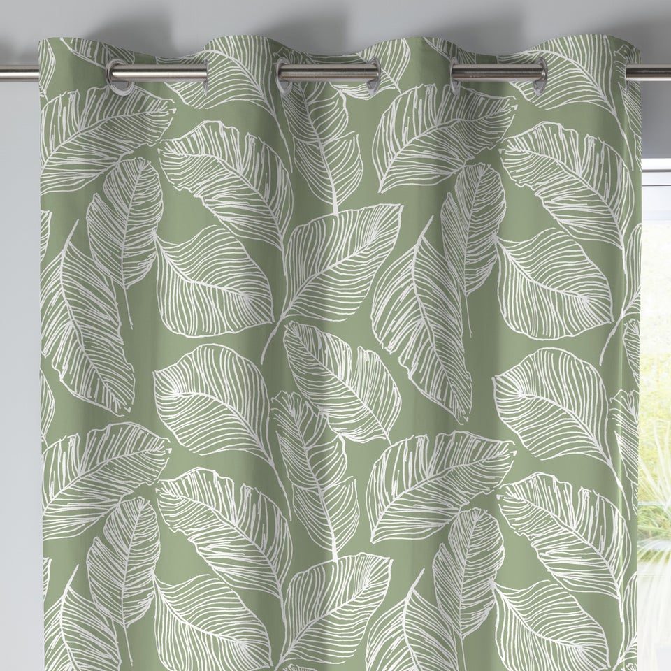 Fusion Matteo Green Eyelet Curtains