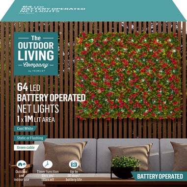 Premier Decorarions 64 Cool White Battery Operated Net Lights