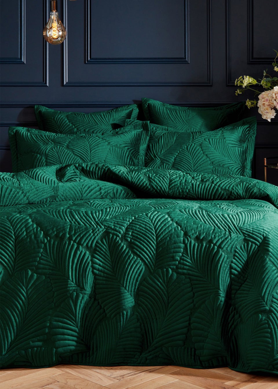 Paoletti Palmeria Quilted Velvet Duvet Cover