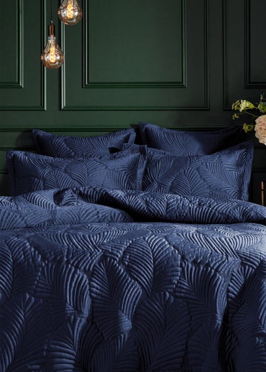 Paoletti Palmeria Quilted Velvet Duvet Cover Set