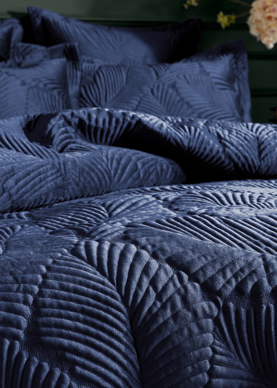 Paoletti Palmeria Quilted Velvet Duvet Cover Set