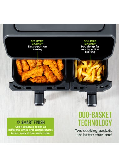 Tower Vortx Eco Duo Basket Air Fryer Grey Digital 5.2L + 3.3L