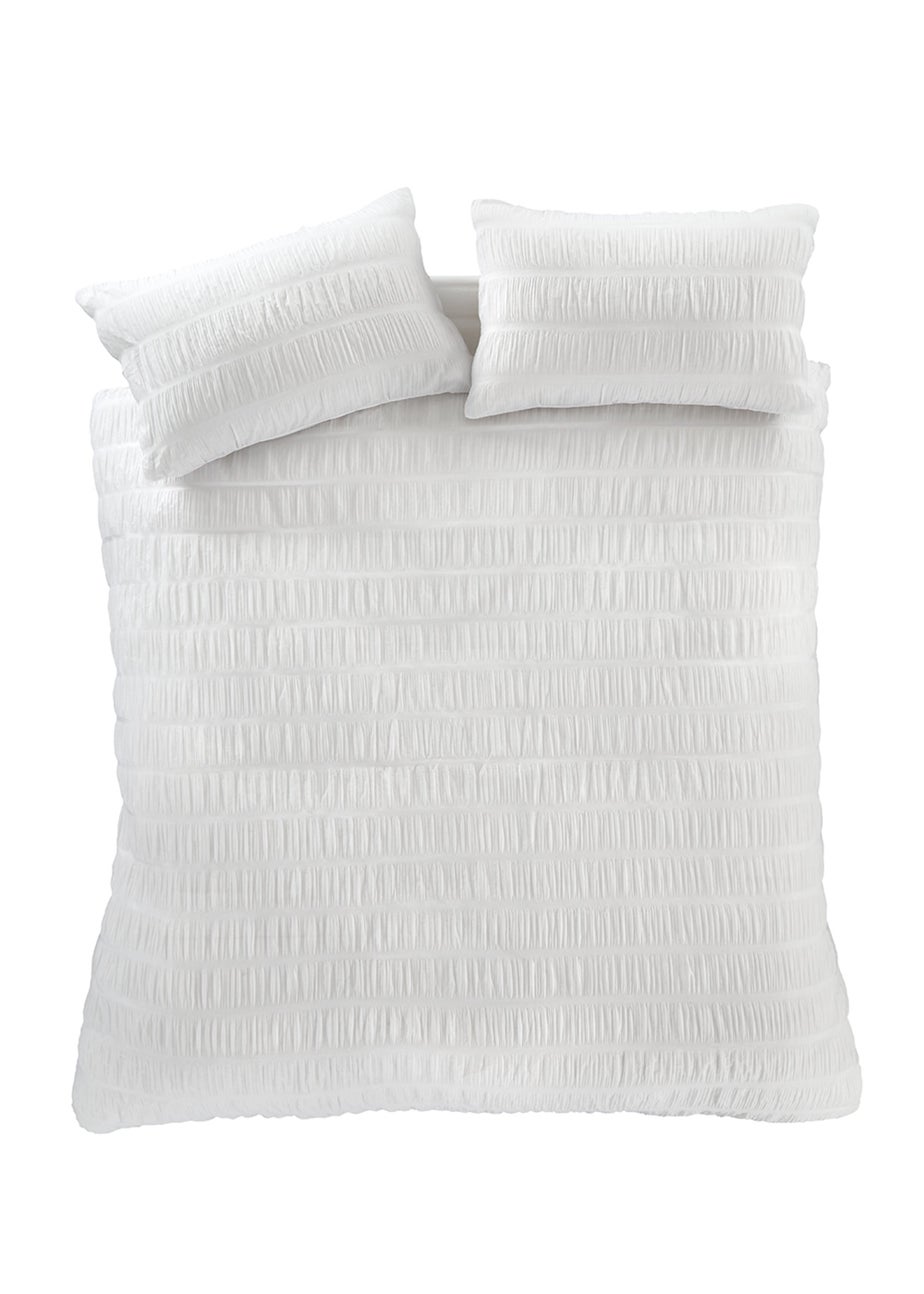 Catherine Lansfield Seersucker Duvet Cover Set White
