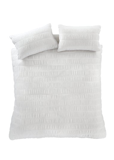Catherine Lansfield Seersucker Duvet Cover Set White