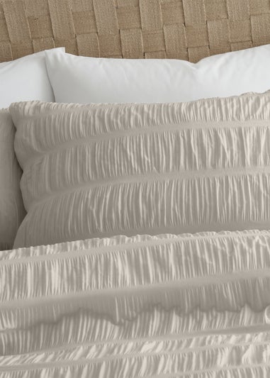Catherine Lansfield Seersucker Duvet Cover Set Natural