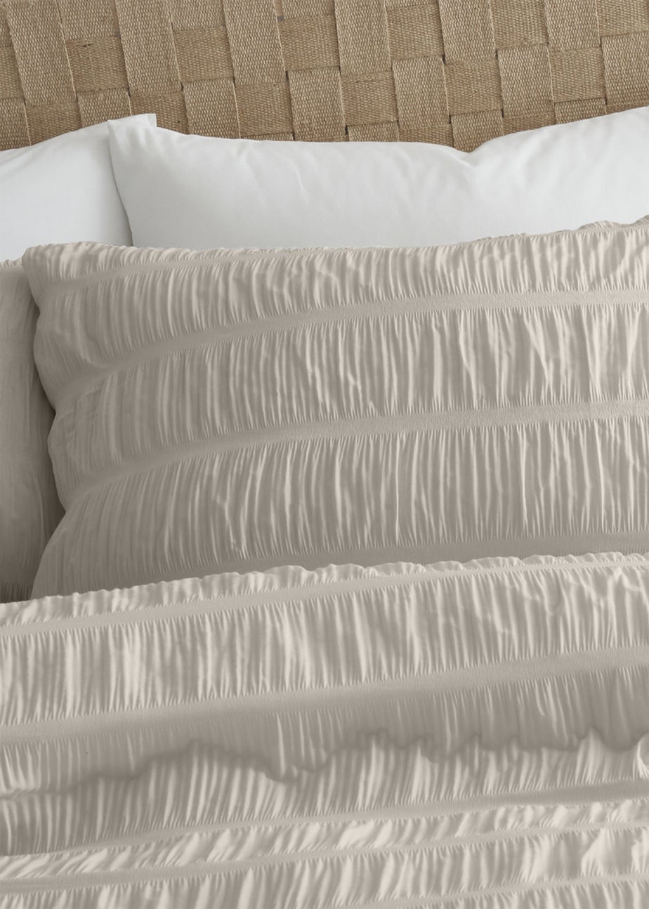 Catherine Lansfield Seersucker Duvet Cover Set Natural