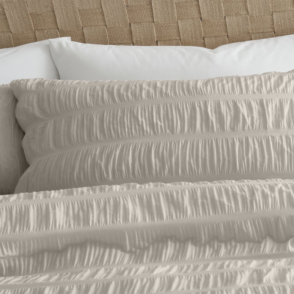 Catherine Lansfield Seersucker Duvet Cover Set Natural