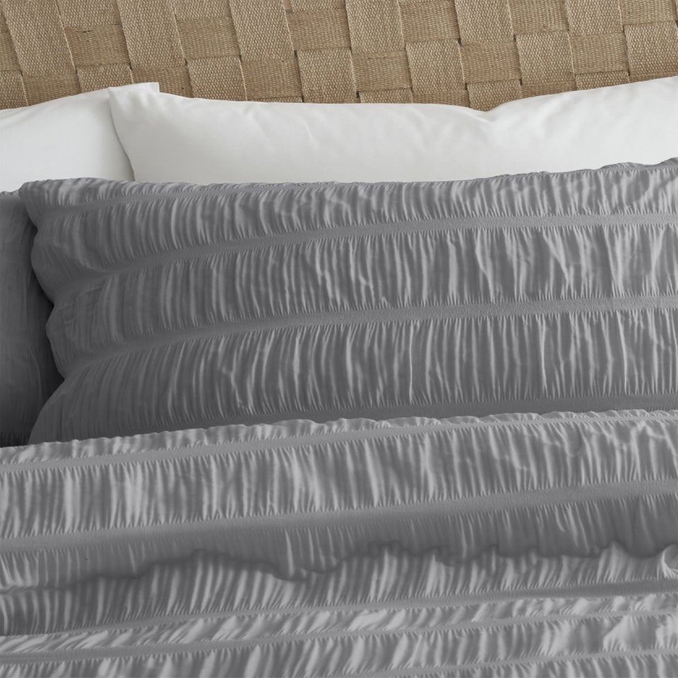 Catherine Lansfield Seersucker Duvet Cover Set Grey