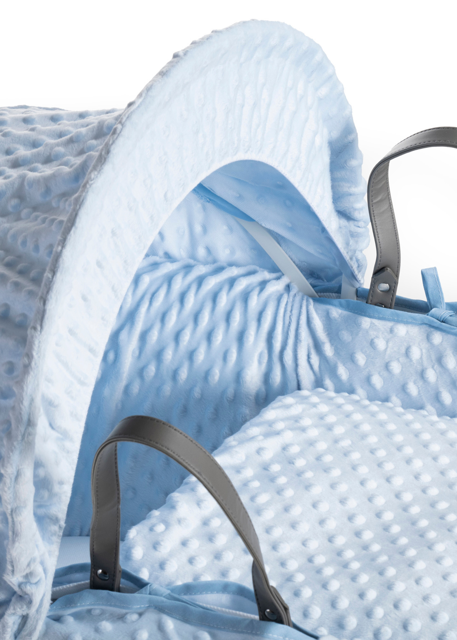 Clair de Lune Blue Dimple Wicker Moses Basket