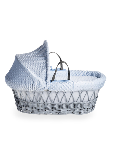 Clair de Lune Blue Dimple Wicker Moses Basket