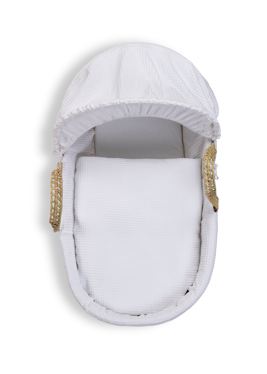 Clair de Lune White Waffle Palm Moses Basket