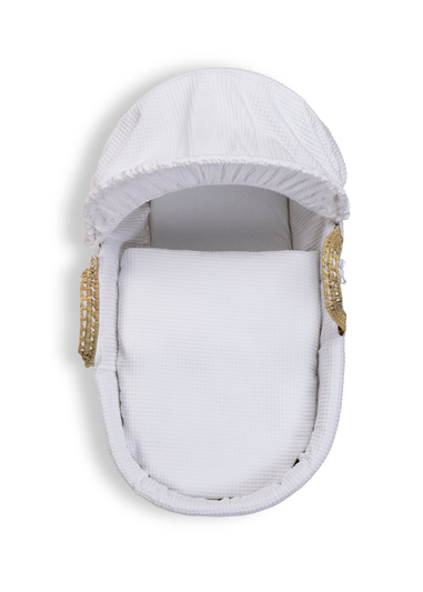 Clair de Lune White Waffle Palm Moses Basket