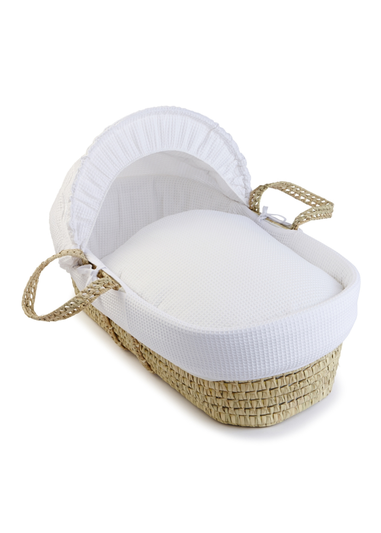 Clair de Lune White Waffle Palm Moses Basket