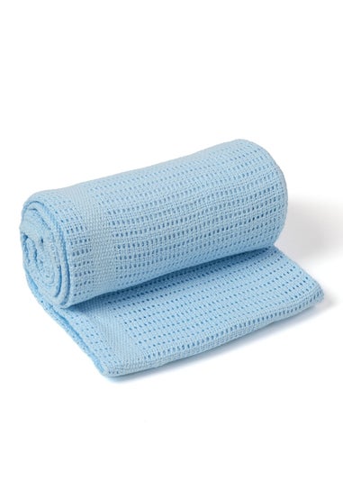Clair de Lune Blue Soft Cotton Cellular Pram Blanket