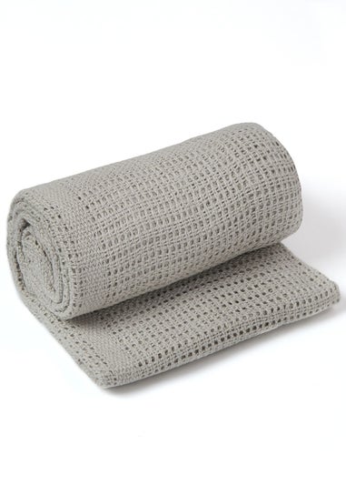 Clair de Lune Grey Soft Cotton Cellular Pram Blanket