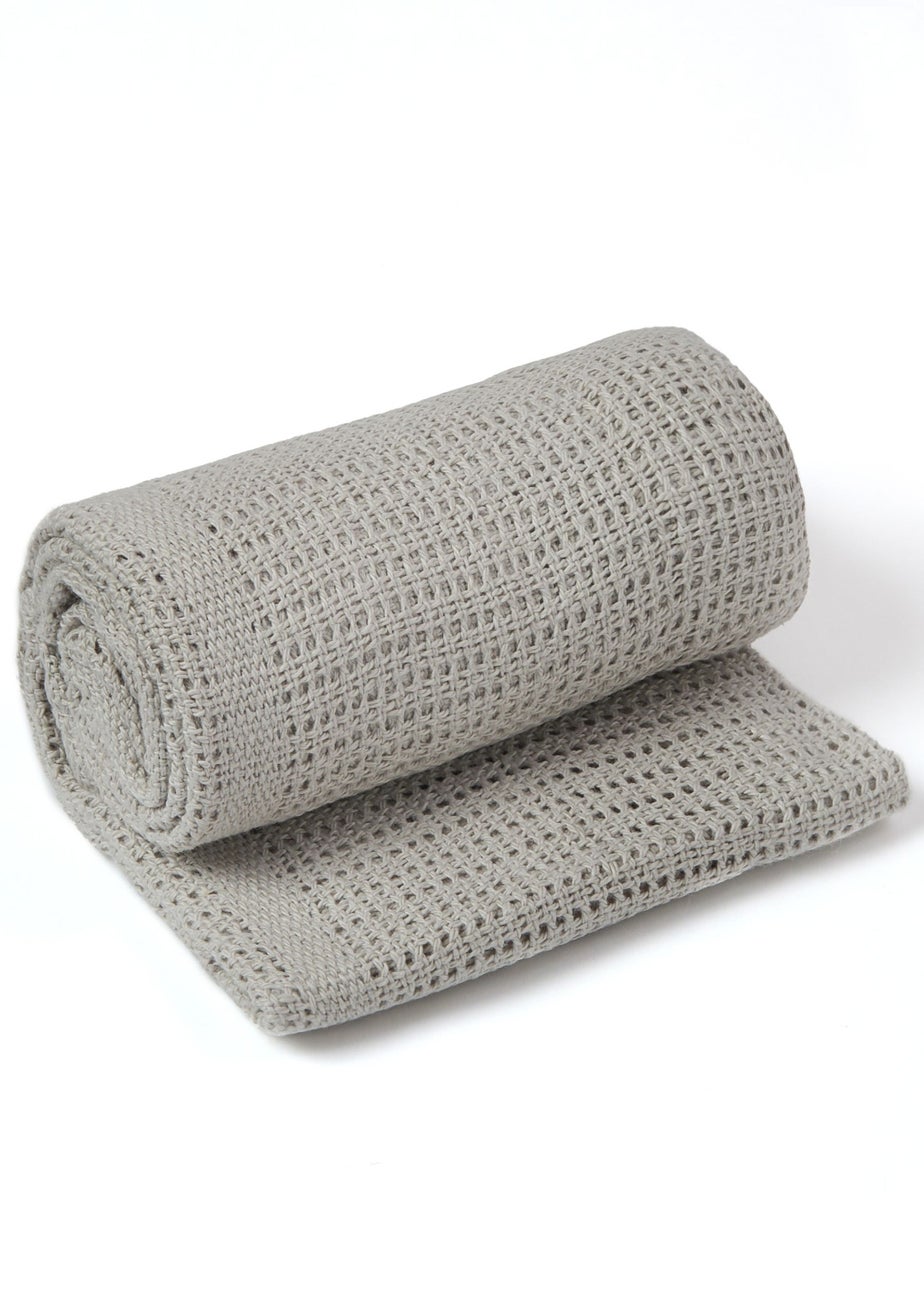 Clair de Lune Grey Soft Cotton Cellular Pram Blanket