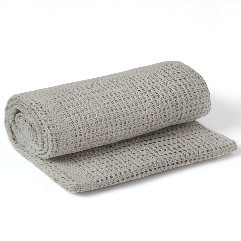 Clair de Lune Grey Soft Cotton Cellular Pram Blanket