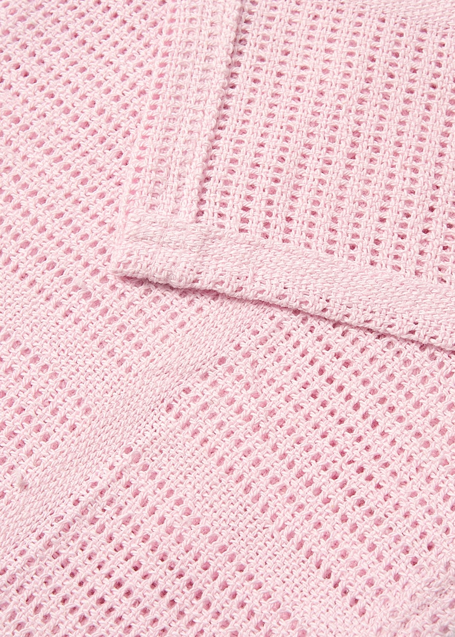 Clair de Lune Pink Soft Cotton Cellular Pram Blanket