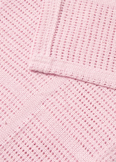 Clair de Lune Pink Soft Cotton Cellular Pram Blanket