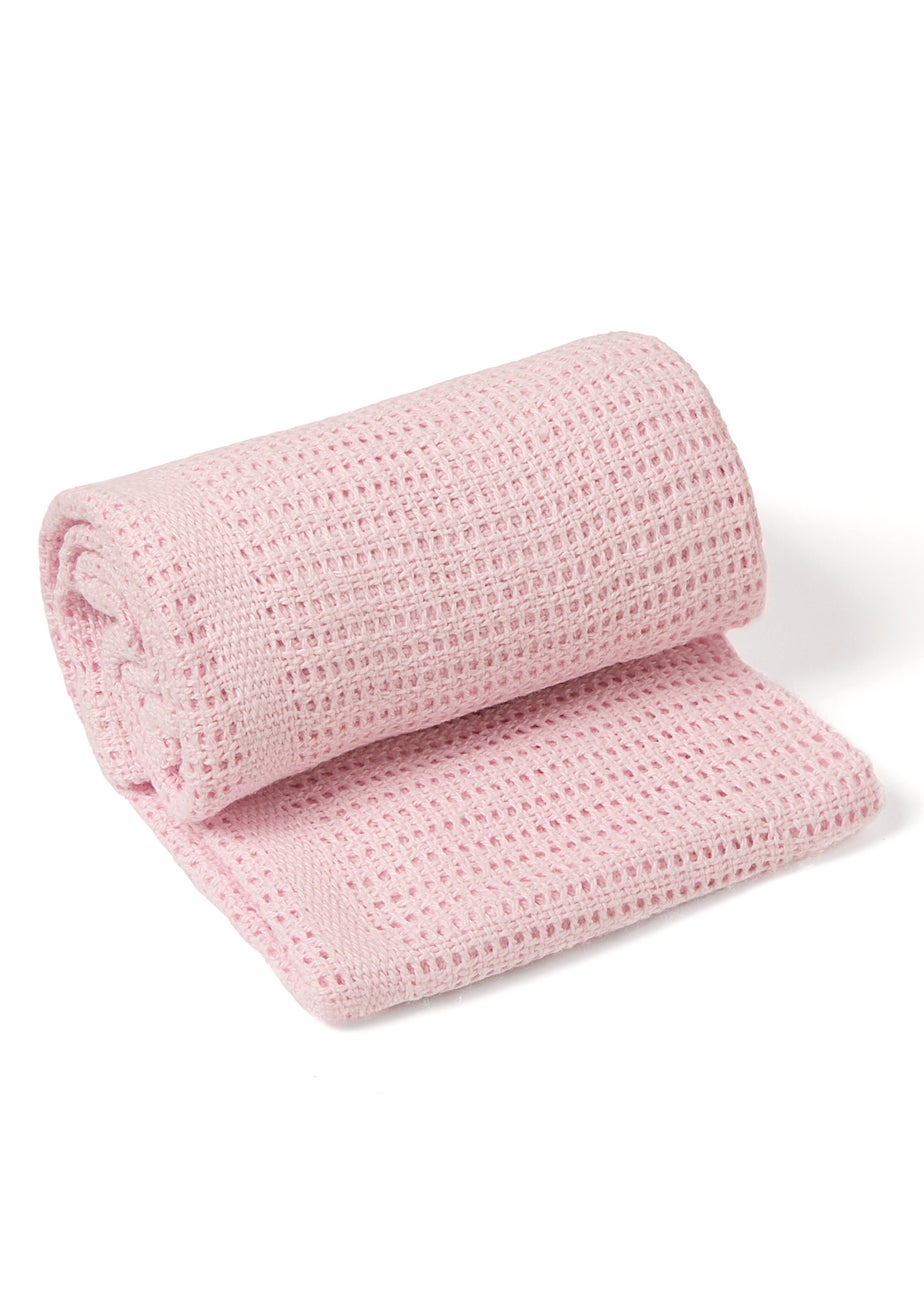 Clair de Lune Pink Soft Cotton Cellular Pram Blanket
