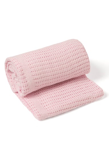 Clair de Lune Pink Soft Cotton Cellular Pram Blanket