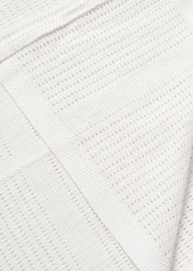 Clair de Lune White Soft Cotton Cellular Pram Blanket