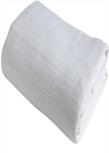 Clair de Lune White Soft Cotton Cellular Pram Blanket
