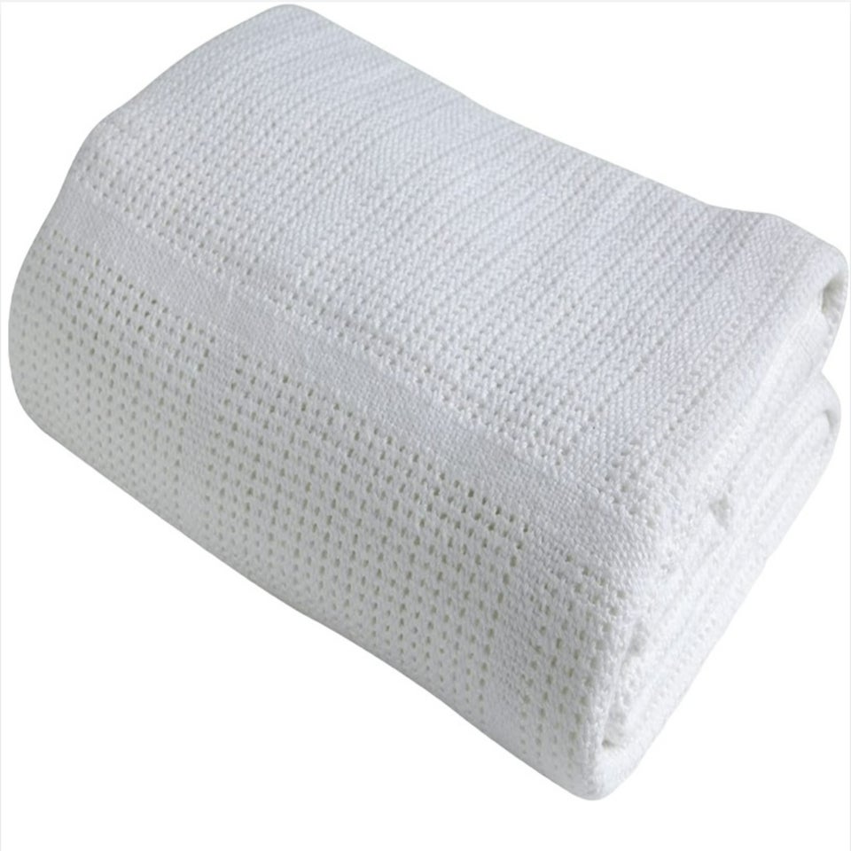 Clair de Lune White Soft Cotton Cellular Pram Blanket