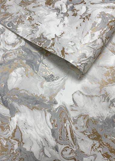 Muriva Elixir Marble Grey & Gold Wallpaper