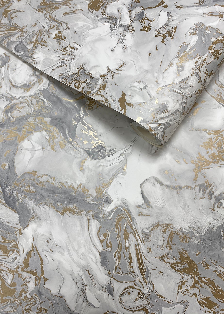 Muriva Elixir Marble Grey & Gold Wallpaper