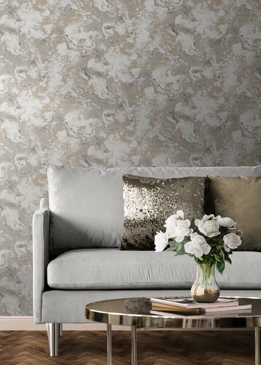 Muriva Elixir Marble Grey & Gold Wallpaper