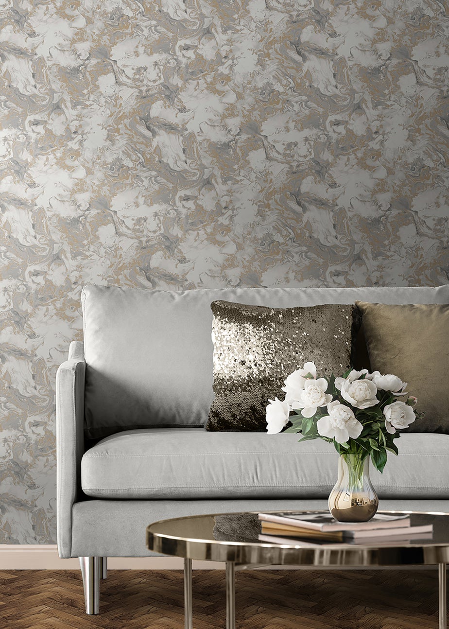 Muriva Elixir Marble Grey & Gold Wallpaper