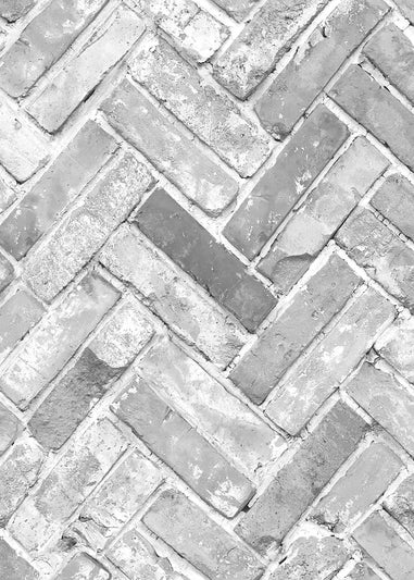 Muriva Herringbone Brick Grey Wallpaper
