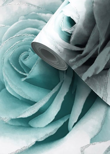 Muriva Madison Glitter Aqua Wallpaper
