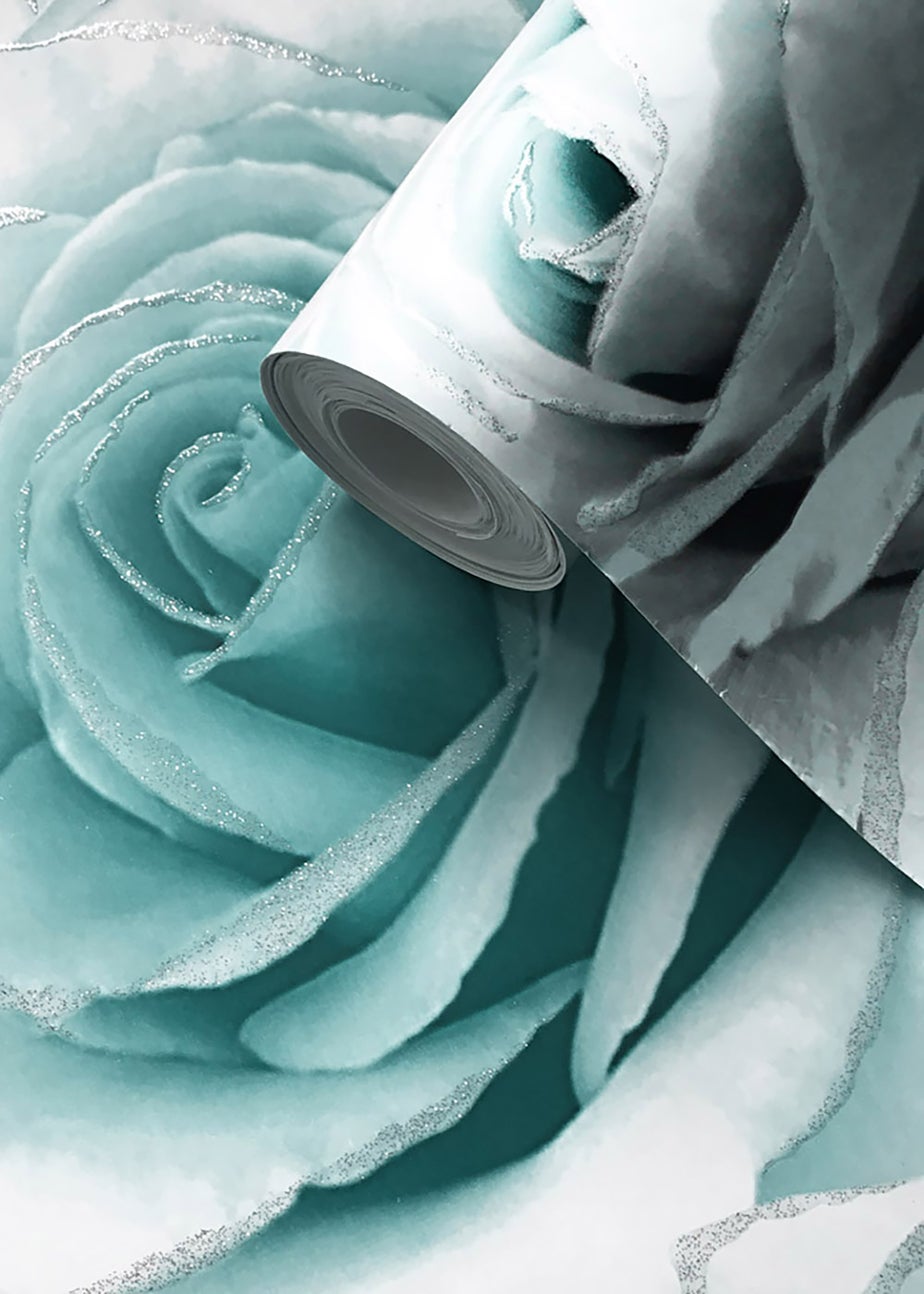 Muriva Madison Glitter Aqua Wallpaper