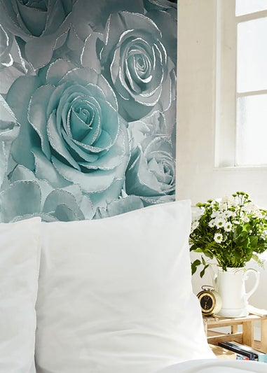 Muriva Madison Glitter Aqua Wallpaper