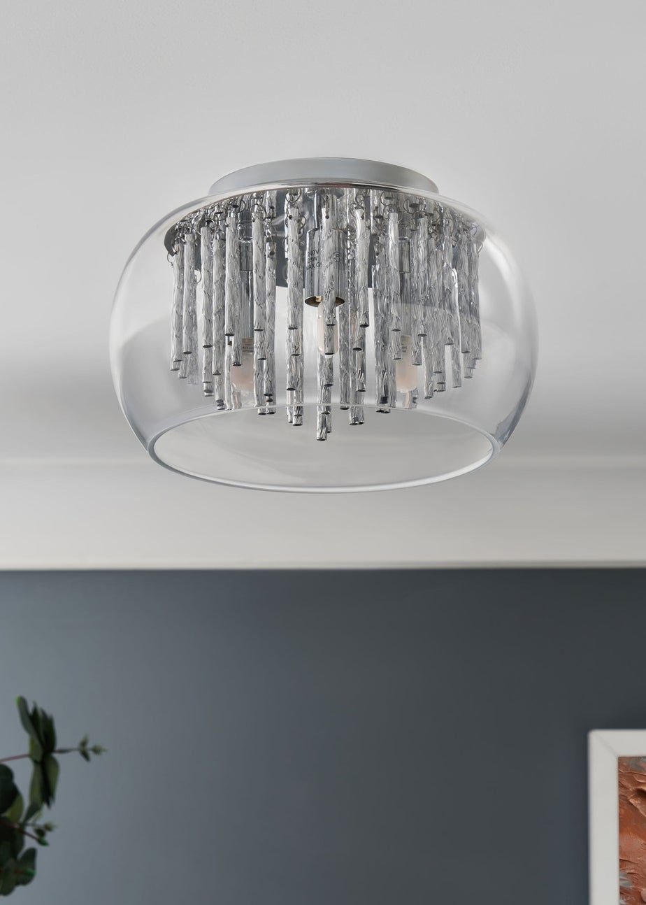 Inlight Chrome Rods 3 Light Flush Ceiling Light (15cm x 24cm x 24cm)