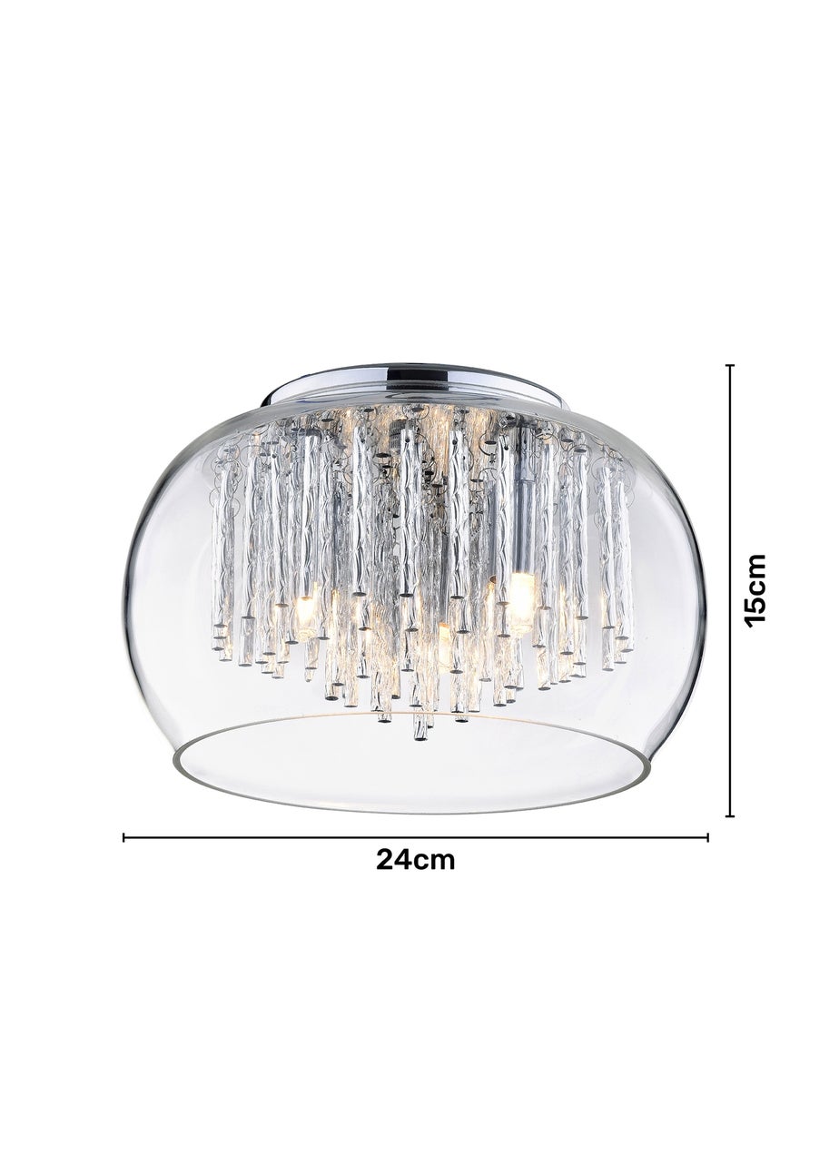 Inlight Chrome Rods 3 Light Flush Ceiling Light (15cm x 24cm x 24cm)