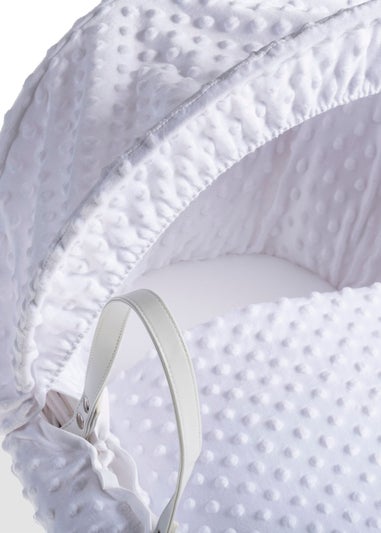 Clair de Lune White Dimple Wicker Moses Basket with Deluxe Rocking Stand