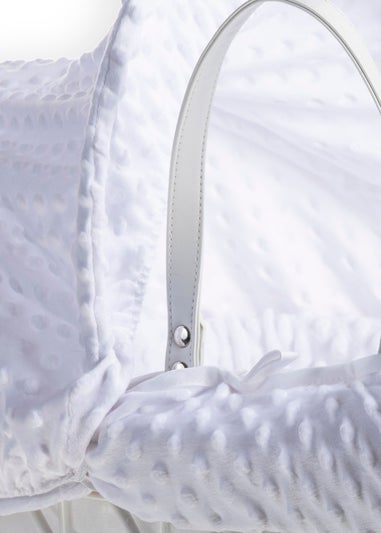 Clair de Lune White Dimple Wicker Moses Basket with Deluxe Rocking Stand