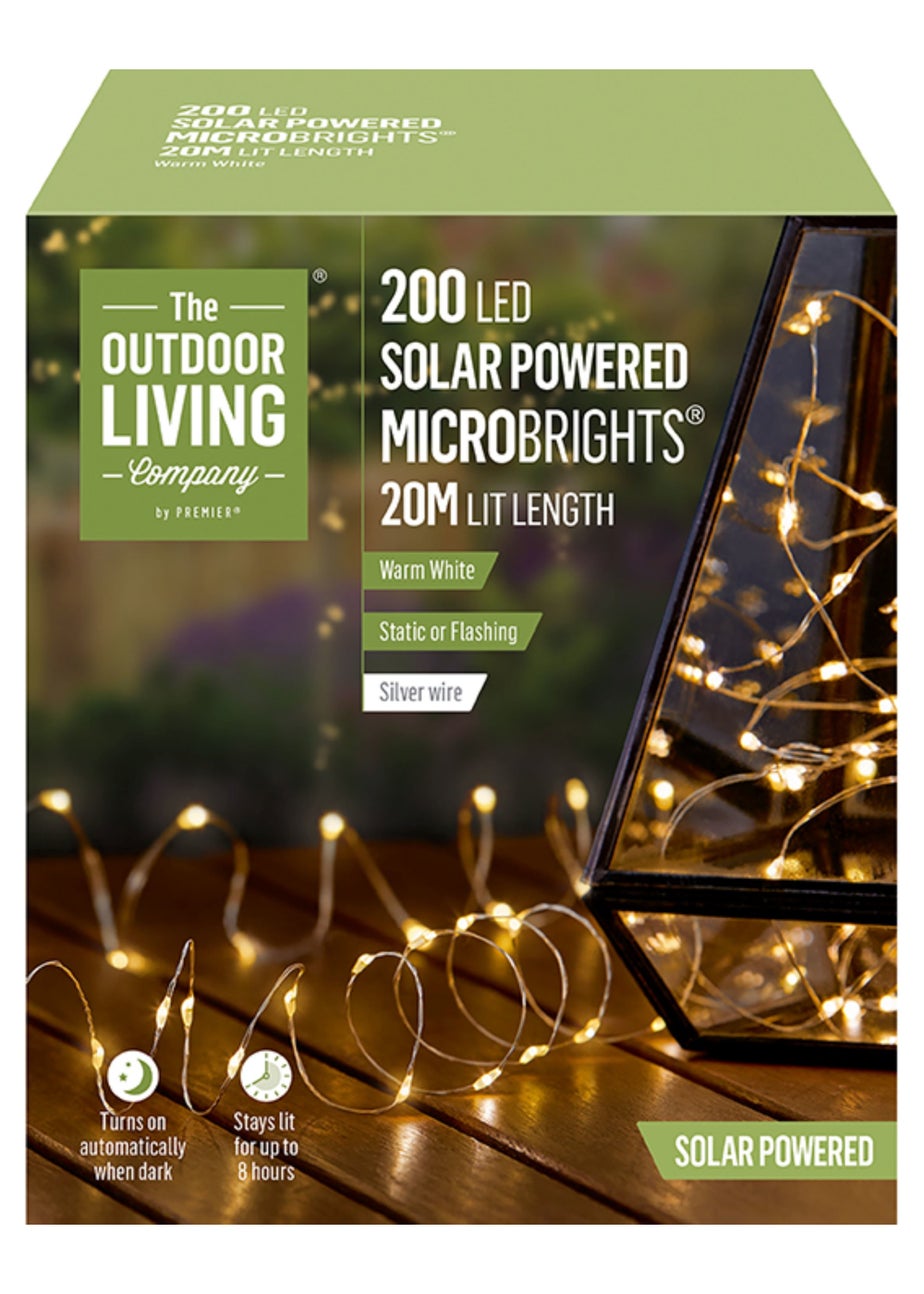 Premier Decorations 200 Warm White LED Solar Powered Microbrights (20m)