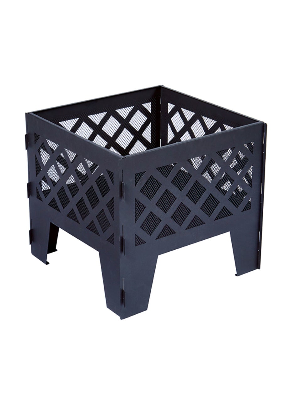 Premier Decorations Black Square Metal Fire Pit