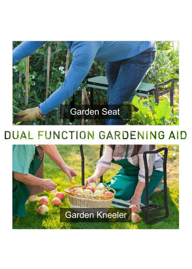 Outsunny 2-in-1 Garden Seat Kneeling Pad & Support Bench (58cm x 28cm x 49cm)